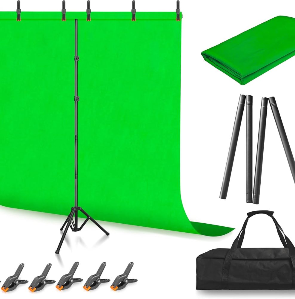 Jiang&Rong Green Screen Backdrop Stand Kit 5x7.5FT with Reverse FoldingBase