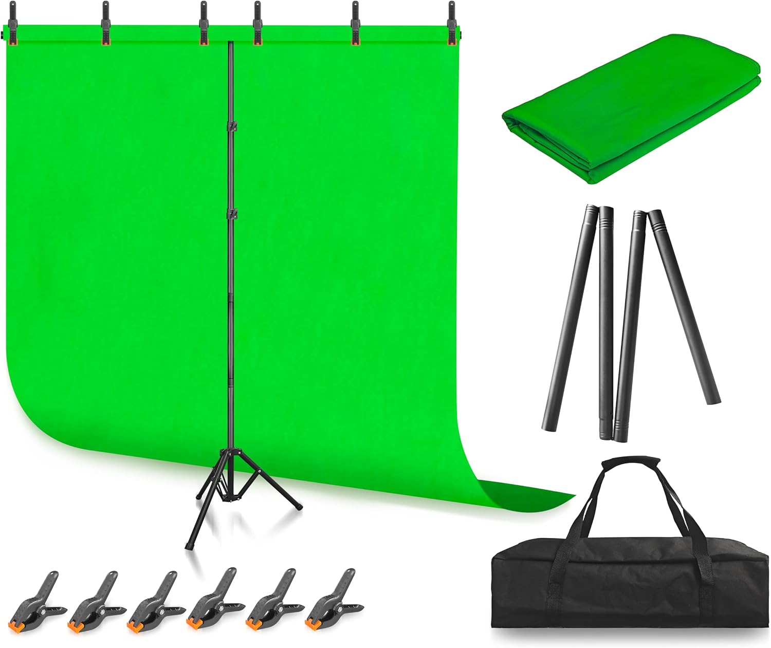 Jiang&Rong Green Screen Backdrop Stand Kit 5x7.5FT with Reverse FoldingBase
