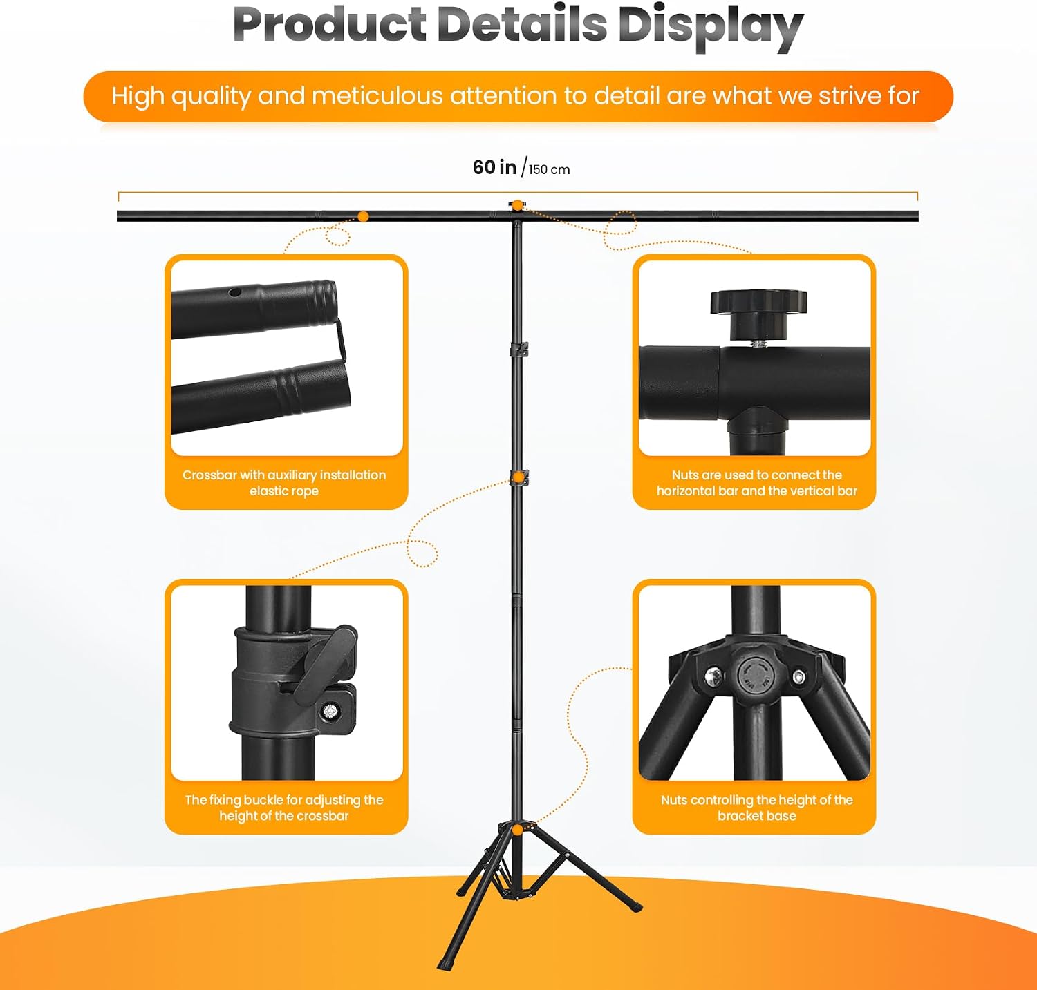 Jiang&Rong Green Screen Backdrop Stand Kit 5x7.5FT with Reverse FoldingBase - Image 3