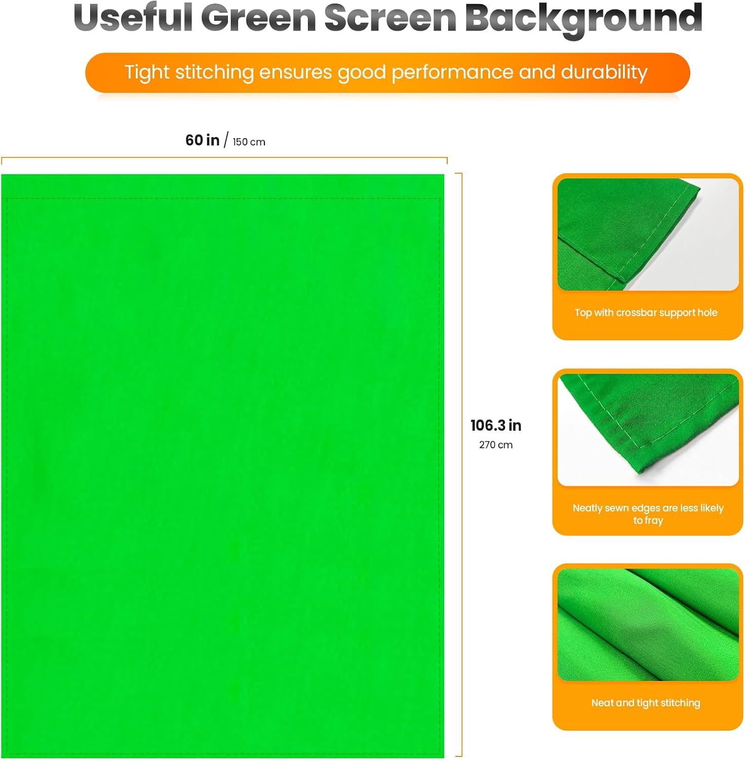 Jiang&Rong Green Screen Backdrop Stand Kit 5x7.5FT with Reverse FoldingBase - Image 4