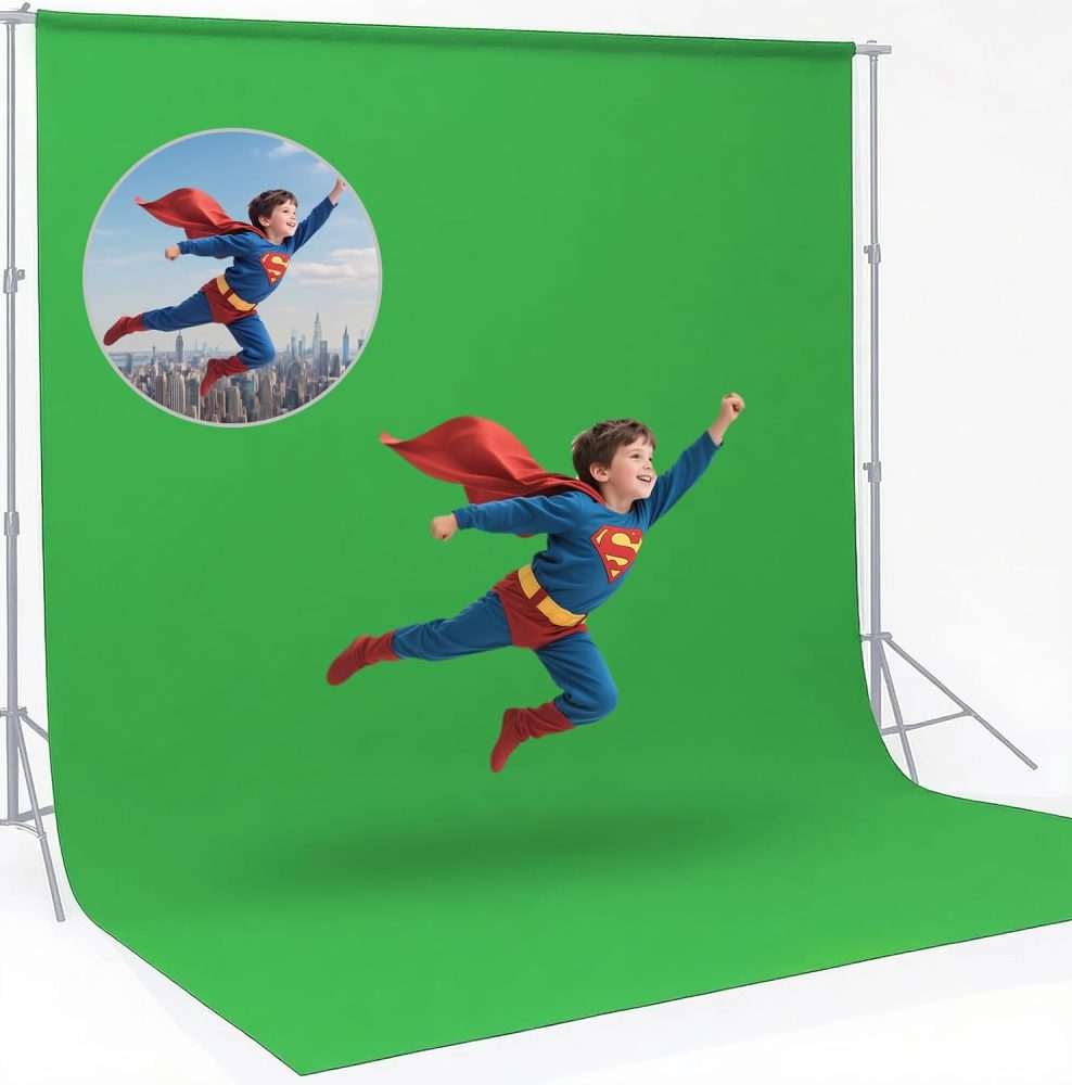 CPLIRIS 10x20ft Green Screen Backdrop for Photography, Dual-Size Dual-Pocket Design Chromakey Background for Photoshoot and Video with Both Options of 10 feet and 20 feet in Width