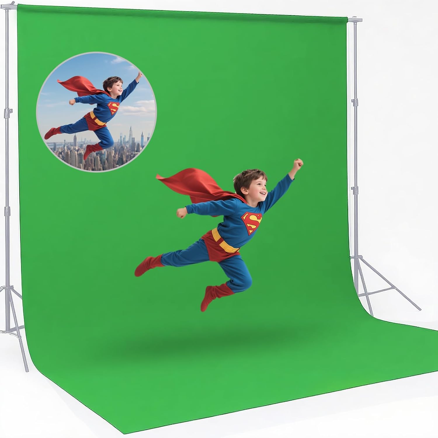CPLIRIS 10x20ft Green Screen Backdrop for Photography, Dual-Size Dual-Pocket Design Chromakey Background for Photoshoot and Video with Both Options of 10 feet and 20 feet in Width