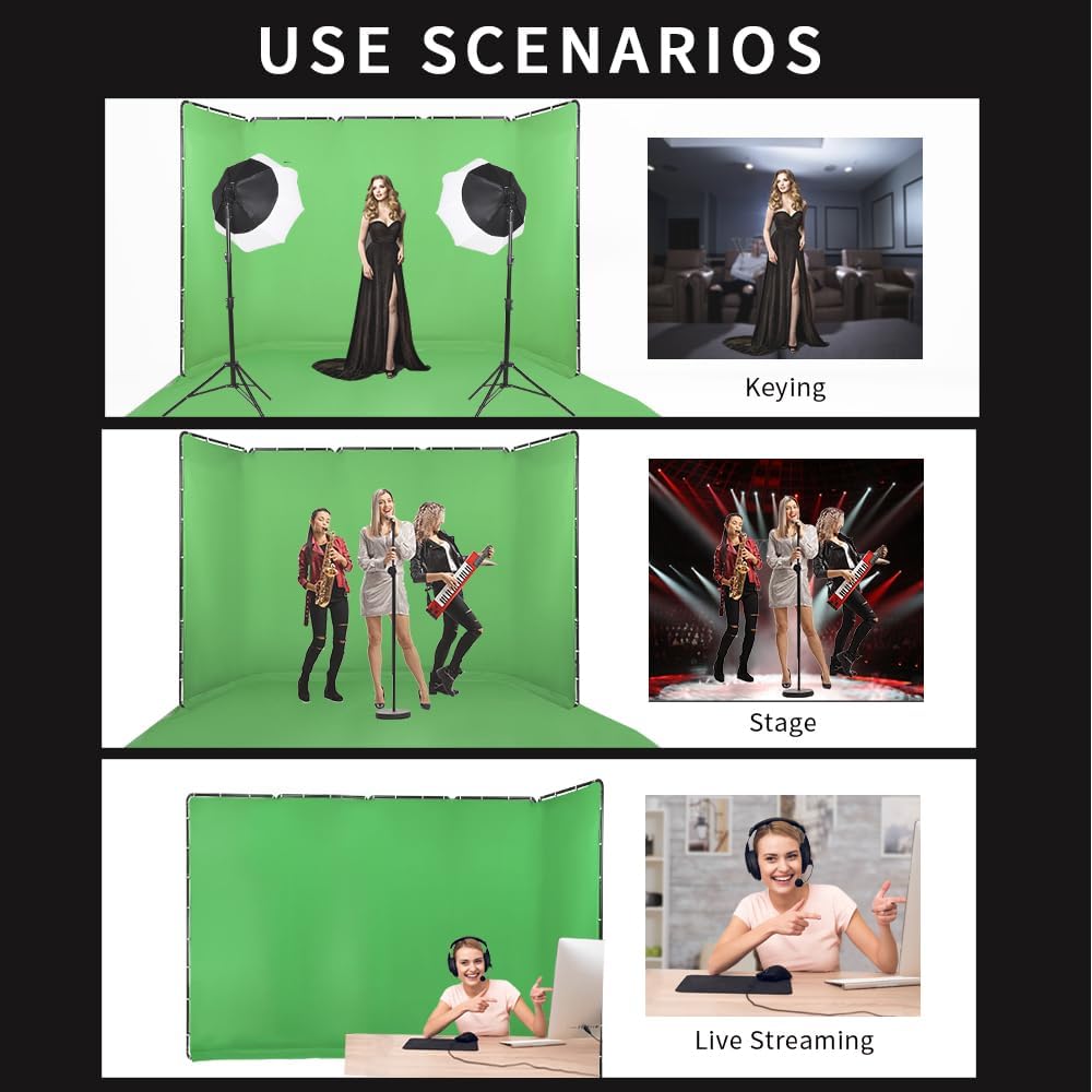 7.87ftx16.4ft Large Chromakey Green Screen Backdrop Kit with Stand - Image 5