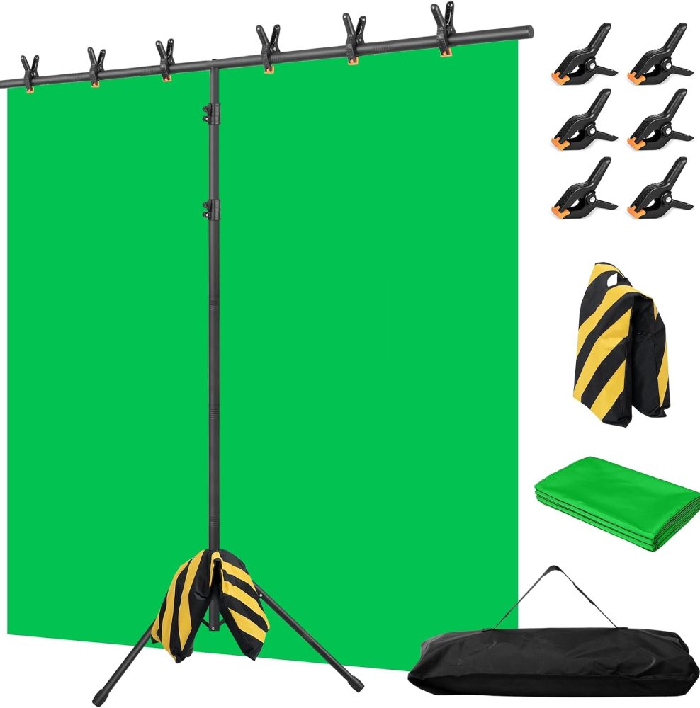 Green Screen Backdrop with Stand, 8x7.2FT for Streaming Video