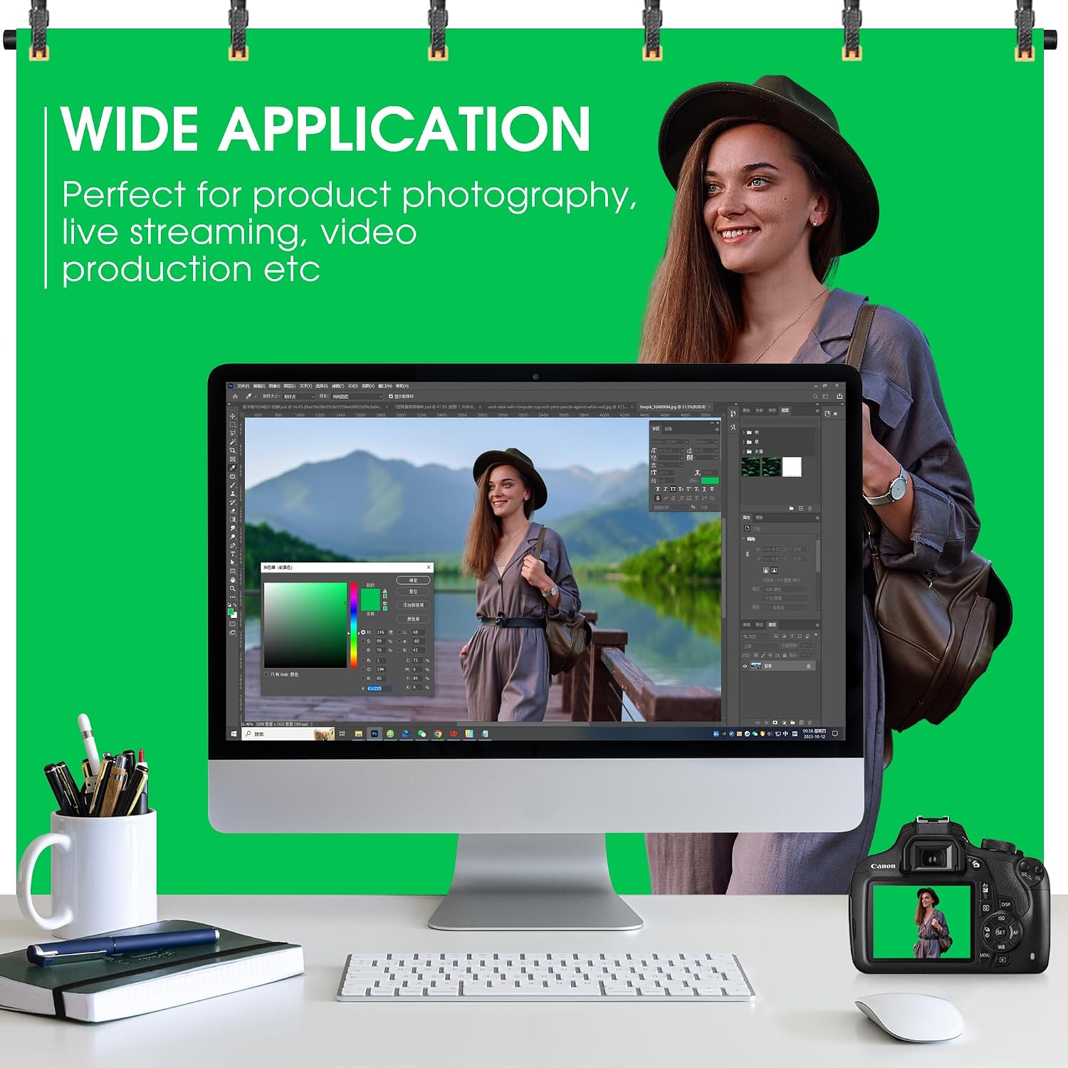 Green Screen Backdrop with Stand, 8x7.2FT for Streaming Video - Image 6