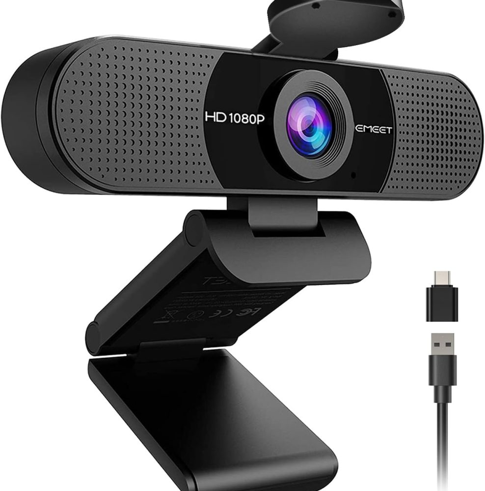 EMEET C960 1080P Webcam with Microphone, 2 Mics, 90° FOV, Computer Camera